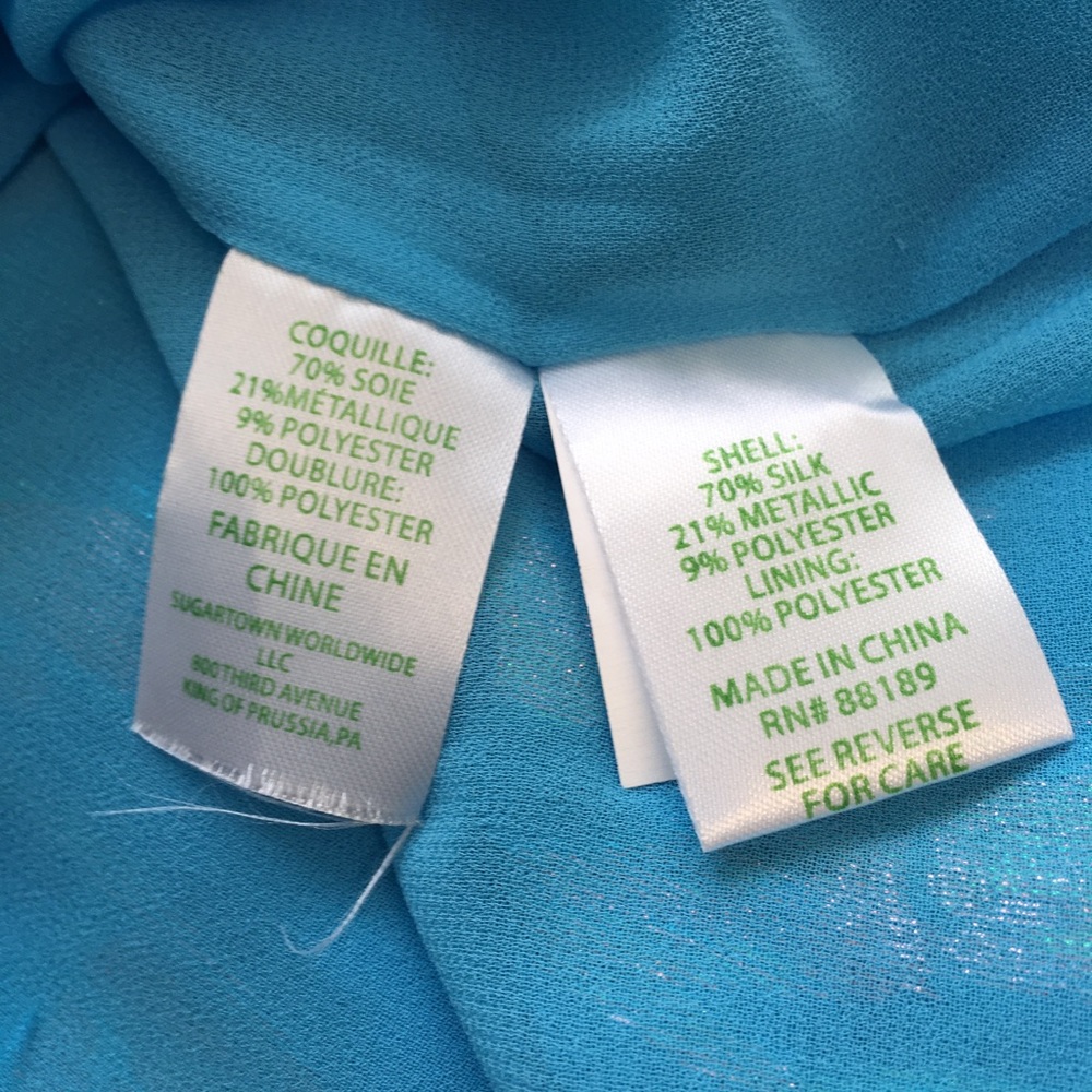 NWOT Lilly Pulitzer Galiana metallic turquoise blue silk blouse S - Picture 15 of 15